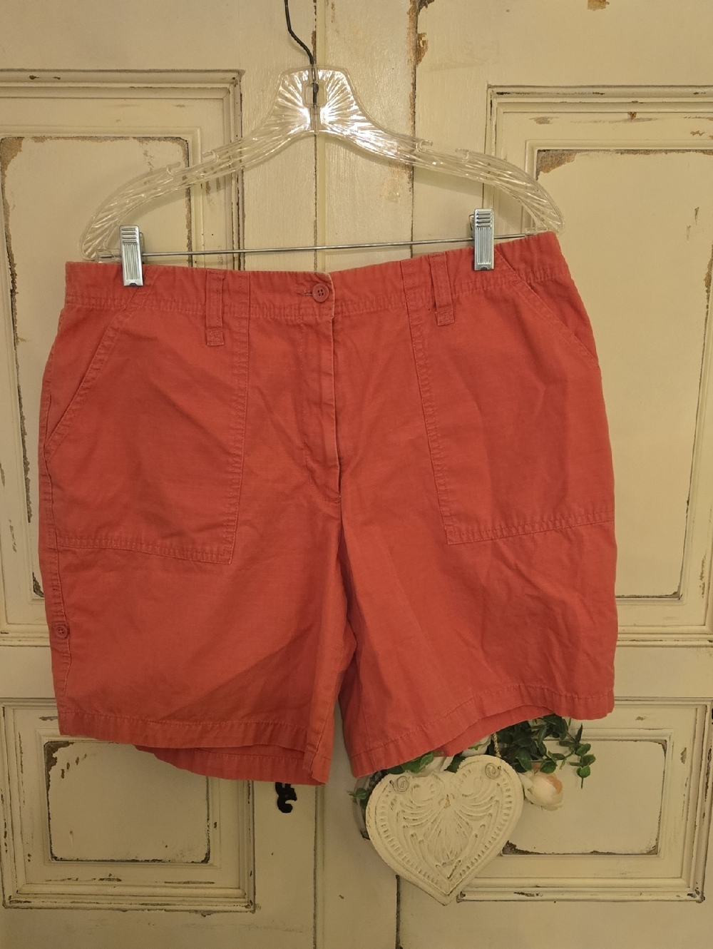 Eddie Bauer Coral-Red Cargo Bermuda Shorts